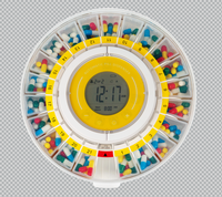 Distributeur automatique de pilules avec gobelets amovibles, 21 compartiments, 9 anneaux de dosage, rappel par alarme, écran LCD, alertes sonores et lumineuses