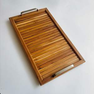 PRODUITS Plateau de service rectangulaire en bois de conception Finition naturelle Taille standard pour la maison et le mariage Plateau de service fait à la main - Product Image 4