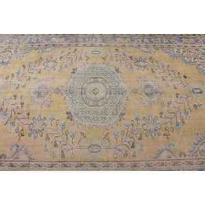 Alfombra de 6x10.4 pies, alfombra turca vintage, alfombra con motivos de plantas y árboles en amarillo y azul - Product Image 5