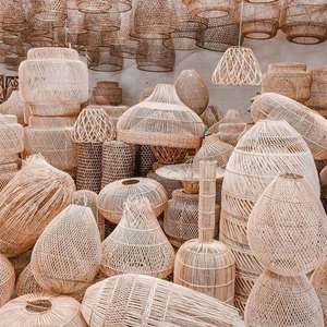 Lámpara de Pared Moderna Hecha a Mano con Mimbre, Ratán, Bambú y Madera, Ecológica, Desmontable, para Interiores, Sala de Estar - Product Image 2