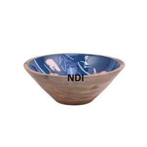 Top tendance salade bol de service ustensiles de cuisine décoratif en bois émail intérieur finition nouilles bol de service vaisselle décoration - Product Image 6