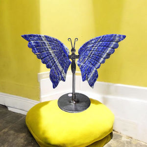 Vente en gros de lapis-lazuli en cristal poli naturel moderne, sculpture artisanale en forme de papillon pour cadeau de mariage, décoration de la maison - Product Image 1