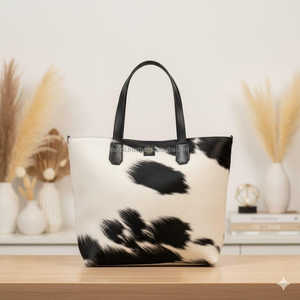 Sac fourre-tout en cuir véritable à poils, fermeture éclair, usage quotidien, approvisionnement en gros, fait main, prix d'usine, qualité supérieure LHTB-0106B - Product Image 6