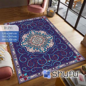 Tapis brillant de qualité supérieure Shufu Design abstrait moderne Base en caoutchouc naturel hypoallergénique Nettoyage sans effort en polyester fabriqué à la machine - Product Image 1