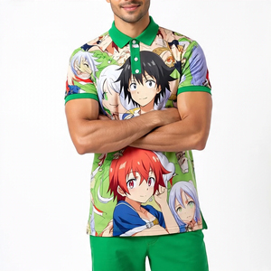 เสื้อโปโลสำหรับผู้ชายเสื้อกอล์ฟพิมพ์ลายอนิเมะทำจากโพลีเอสเตอร์ระบายอากาศได้ดีดีไซน์เพรียวบางออกแบบได้ตามต้องการ - Product Image 6