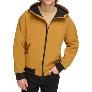 Chaqueta bomber clásica Softshell transpirable resistente al agua con estampado de logotipo Capucha ajustable y cierre de cremallera frontal central - Product Image 2