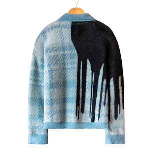 Cardigan en tricot shaggy, fil texturé doux, motif artistique, vêtement d'hiver de qualité supérieure, boutonnière devant, confortable, tricot décontracté - Product Image 2