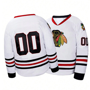 Col en V respirant léger entièrement personnalisé produit haute demande pour les chemises et hauts de hockey sur glace en polyester 100% pour adultes - Product Image 1