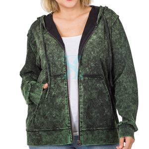 Sweats à capuche délavés à l'acide avec fermeture éclair et cordon de serrage Style décontracté avec service OEM Sweats à capuche pour femmes - Product Image 4