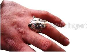 Anillo de Hombre, Anillo Grande con Diseño de Tigre Bengal, Artesanía Detallada, Joyería Hecha a Mano para Navidad, Anillo de Plata de Ley 925 Sólida Personalizable - Product Image 4