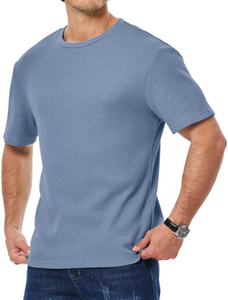 Camiseta de cuello redondo Camiseta ajustada 100% camisetas de algodón para hombre Camiseta de cuello redondo ligero de secado rápido con hombros caídos de algodón - Product Image 4