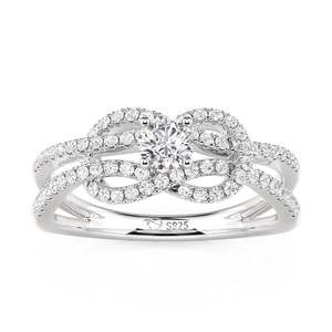 Anillo de Promesa Jeulia Classic Knot, Diamante de Corte Redondo, Chapado en Rodio, Plata de Ley de 8 mm - Product Image 2