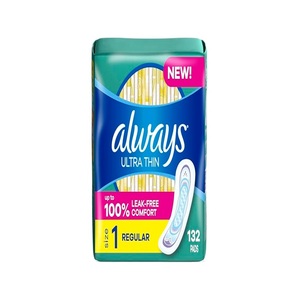 Almohadillas siempre ultrafinas sin alas, tamaño 1, regular, 132 unidades (3 Paquetes de 44) - Product Image 1