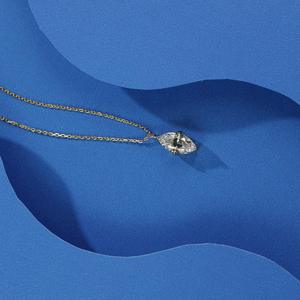 Marquise Cut Moissanite Solitaire Pendentif Collier En Argent Sterling 925 Plaqué Or 14K Dainty Superposition Bijoux Cadeau Pour Elle - Product Image 5