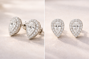 2 Ct Pear Cut Moissanite Halo Set Stud <b>Earrings</b> Solid 10k White Gold Cluster Push <b>Back</b> Vintage Women's Wedding Everyday - Product Image 3