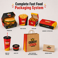 Boîte en papier kraft personnalisée pour emballage de frites, poulet frit, hamburgers et autres plats à emporter de type McDonald's, avec impression de logo.