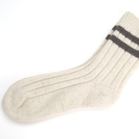 Chaussettes en laine de mouton mongole-Hypoallergénique, confort ultime, super douces et chaudes avec une couleur blanche pure 100% naturelle W Bottom