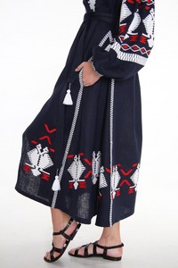 เดรสยาวปักลายยูเครนสำหรับผู้หญิงเดรสยาวแขนพองแฟชั่นหรูหรา - Product Image 6