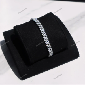 สร้อยข้อมือเพชรโมอิสขนาด6มม. S925คิวบาชุบทองคำขาวสไตล์ฮิปฮอปแร็ปเปอร์แฟนซีผลิตโดย pramukhimpex - Product Image 1