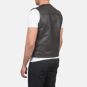 Men Leather <b>Vest</b> Vintage Distressed Brown Genuine Cowhide Sleeveless <b>Vest</b> Moto Lightweight Classic Slim Fit Leather Waistcoat - Product Image 4