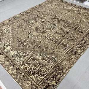 Vintage Rug, 9.7x12.3 ft Turkish Rug, <b>Brown</b> Black Animal Print <b>Wool</b> Rug - Product Image 2