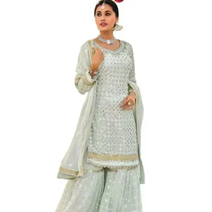 Pakistani Sharara Suits Designer Georgette Embroidery work Indian Reception Special for women and girls