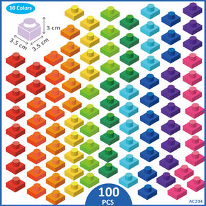 100 Piezas de Bloques de PP Suaves de Tamaño Único, 3.5 cm, 10 Colores Surtidos, AC192-AC208, Juguete Educativo Compatible, Juego de Bloques de Plástico, CE - Product Image 2
