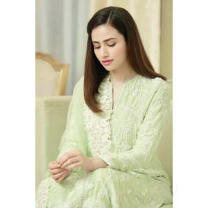 BAREEZE Ensemble 3 pièces en mousseline de soie brodée avec chemise et dupatta – Collection Printemps/Été – BIC-4605 - Product Image 2