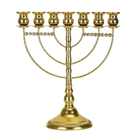 Vente en gros de chandelier Hanouka moderne à 9 branches en argent plaqué, porte-bougie en métal, décoration de Noël, festival juif, décoration de la maison