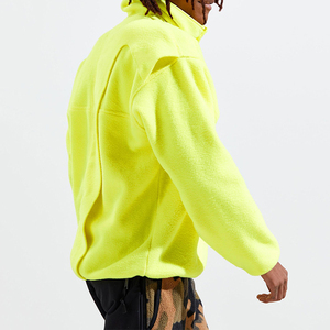 OEM Fluorescente Amarillo Oversize Fleece Hoodies Cremallera Mock Neck Drop Shoulder Vintage High Street 100% Cotton Digital Trending - Product Image 5