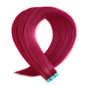 Extensions de cheveux à clipser, bordeaux vif, cheveux humains vierges européens Remy 12A - Product Image 1