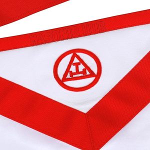 100% Lambskin Leather Hand Embroidered Masonic Apron <b>Red</b> Decorative Cord Tassels & Grosgrain <b>Ribbon</b> Cross-Stitching Needlework - Product Image 2