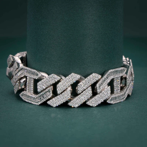 Diamante de moissanita VVS chapado en oro blanco de 14 quilates cubano para pulsera Plata de Ley 925 joyería de moda Hip Hop estilo helado - Product Image 2