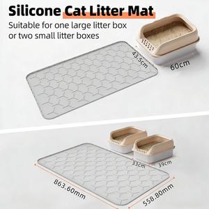 <b>Silicone</b> Square Reusable Cat Litter Trapping <b>Mat</b> Extra Large Waterproof Easy to Clean - Product Image 2