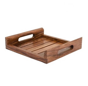 Bandeja para servir de madera de acacia de nuevo diseño, artesanías de alta calidad para vino, postre, mesa de centro de mesa decorativa - Product Image 1