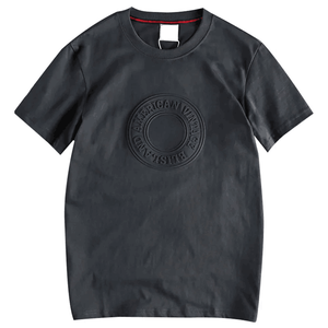 Vente en gros T-shirt 3D gaufré T-shirt lourd pour hommes Pull-over T-shirt personnalisé en relief de couleur noire unie thermique pour hommes - Product Image 3