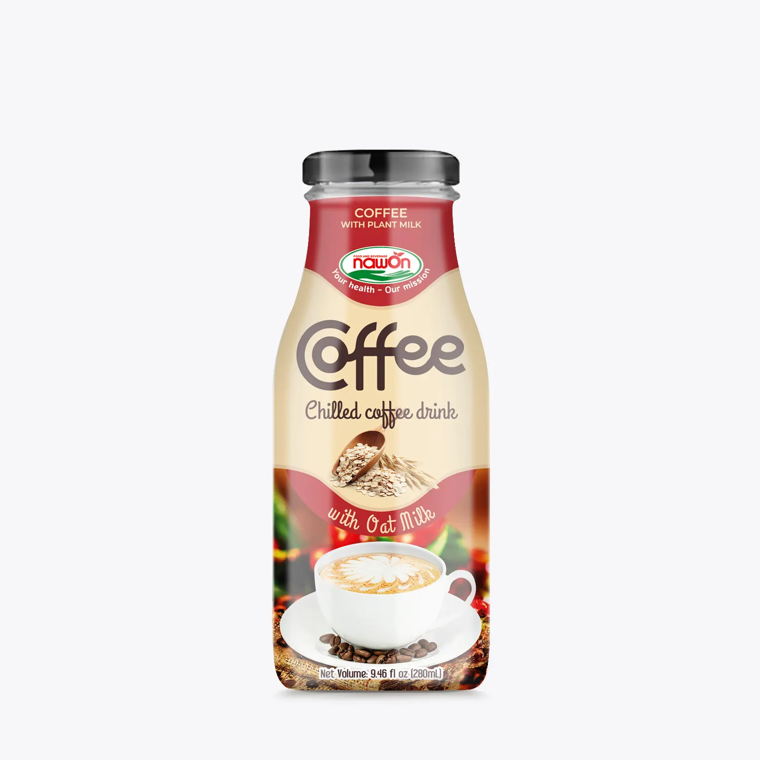 Café instantâneo de 280ml nawon bebida de café com leite de oat, atacado, preço de bebidas vietnamitas, fabricante de embalagem de café