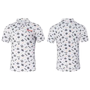 Individuelle Stickerei Herren Golf-Polo-Shirts Knopfkragen Tennis-Laufshirts Feuchtigkeit Wicking Golfshirts für Herren