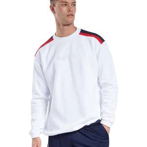 Sudaderas Blancas de Cuello Redondo 100% Algodón al por Mayor, Manga Larga para Hombre, Bloque de Color, Forro Polar Térmico de Alta Calidad - Product Image 1