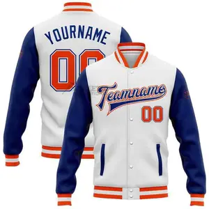Herrenbekleidung College-Bekleidung Baseballjacken Großhandel weiß Varsity-Jacke individuelles Logo schlicht Letterman Baumwolle Winterjacken