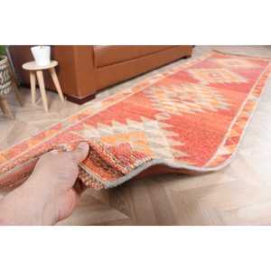 3.1x11.2 ft Vintage Rug, Rug, <b>Red</b> Polka dot Rug <b>Wool</b> - Product Image 2