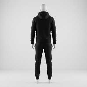 Mens <b>Black</b> Winter Hoodie Tracksuit <b>Sets</b> 100% Cotton Minimal Tone Tone Pullover Sweatshirt Jogger Pants Casual Sportswear <b>Gym</b> - Product Image 3