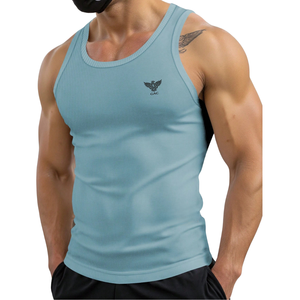 <b>Mens</b> Breathable Ribbed Tank Top Sleeveless Muscle Fit Sports <b>Vest</b> Stretch Knit Front Athletic <b>Gym</b> Workout Casual Summer Fitted - Product Image 1