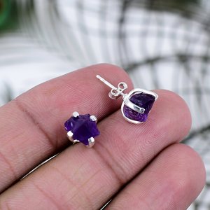 Top Grade Wholesale Natural Amethyst Druzy Stone Sterling <b>Silver</b> <b>Stud</b> <b>Earrings</b> Women Gift Fashion Wedding Anniversary Party - Product Image 2