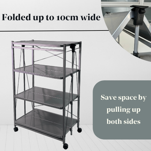 Chariot utilitaire en fer à 4 niveaux avec organiseur à quatre roues pliable et peu encombrant pour le stockage OEM personnalisable - Product Image 3