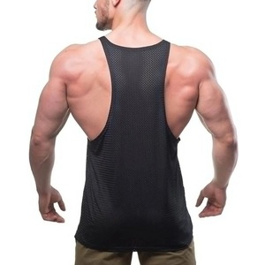 <b>Fishnet</b> Mesh See-Through Polyester Flatlock Seam Tank Top Bodybuilder Gym Muscle Fitted Tank Top With Close Strap For Power Lift - Product Image 3