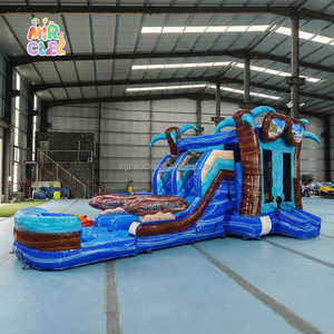 Castillo Hinchable Comercial Palmera con Tobogán Agua Combo Doble Carril Piscina Wet Dry para <span class=keywords><strong>Alquiler</strong></span> Fiestas Infantiles - Product Image 2