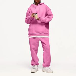 Ensemble de survêtement en molleton pour homme de haute qualité en gros, 2 pièces, hiver, coton lourd, jogging, impression personnalisée, capuche, taille élastique - Product Image 1