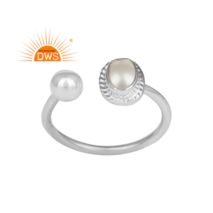 Anillo ajustable de perlas naturales de plata de ley fina de último diseño, joyería personalizada para mujer, regalo para ella - Product Image 1