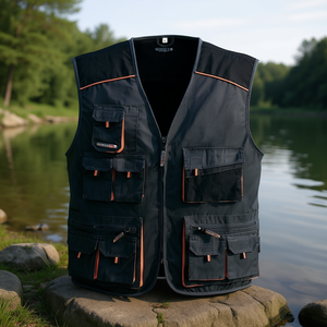 Chaleco de pesca TERRATREND talla 56 color gris oscuro/negro/naranja - Product Image 3